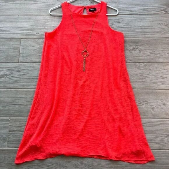 Tacera Womens‎ Red Solid Sleeveless Lined Keyhole Short  Sundress Size 2 - Picture 1 of 8